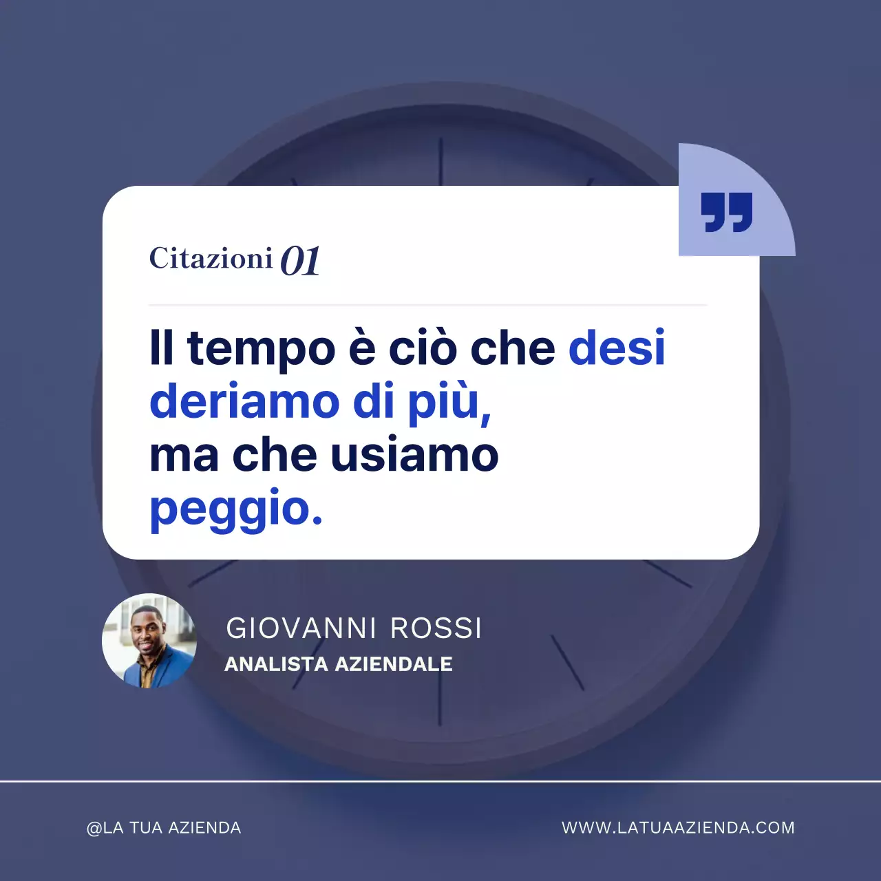 Blu Citazioni moderne sulla gestione del tempo Pubblicità