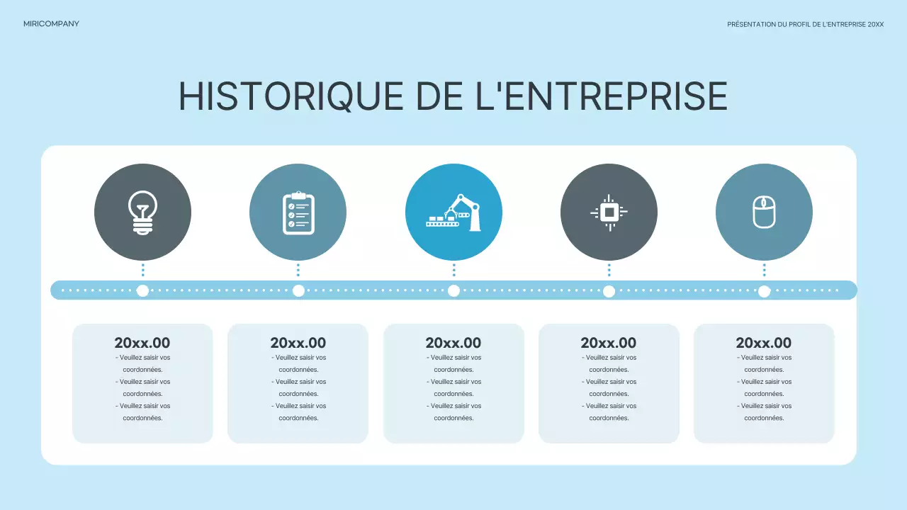 Un profil d'entreprise simple en bleu clair et bleu