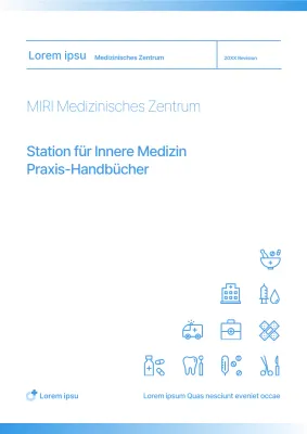 Minimalistisches Stationshandbuch Buchdeckel in blau und weiß