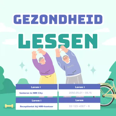 Promoot bewegingslessen voor senioren met groene en blauwe accenten