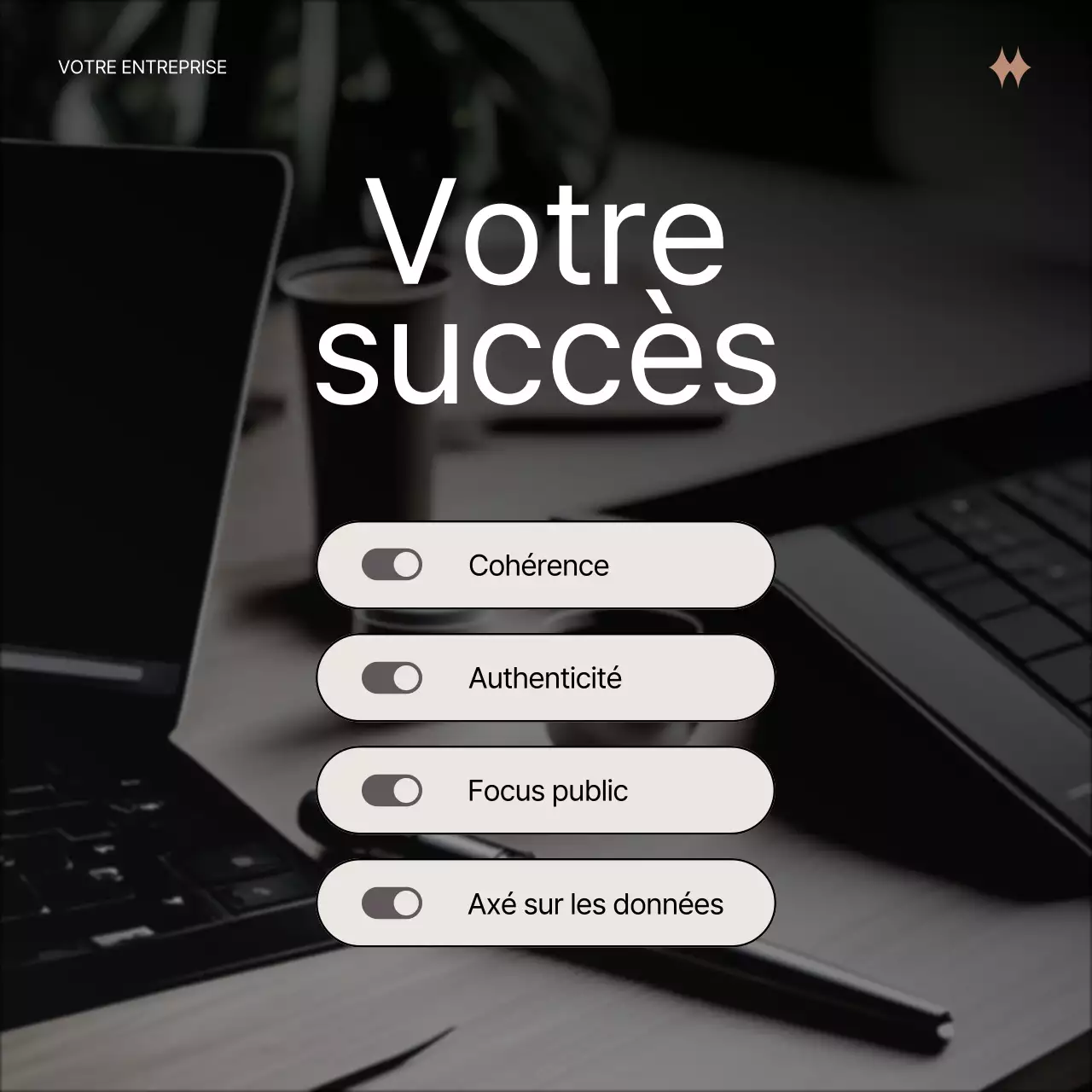 Publicité pour le marketing de contenu moderne noir et beige