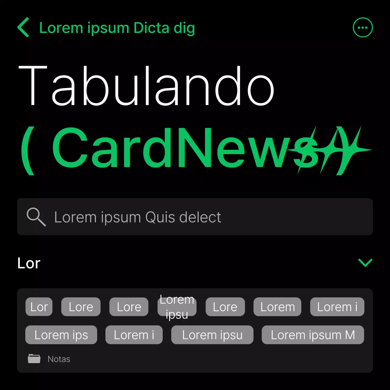 Guía de tabulaciones modernas en negro y verde