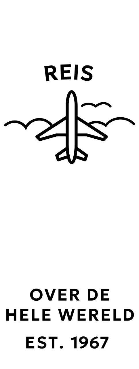 Cool en eenvoudig reisbureau met vliegtuig- en wolkenillustraties