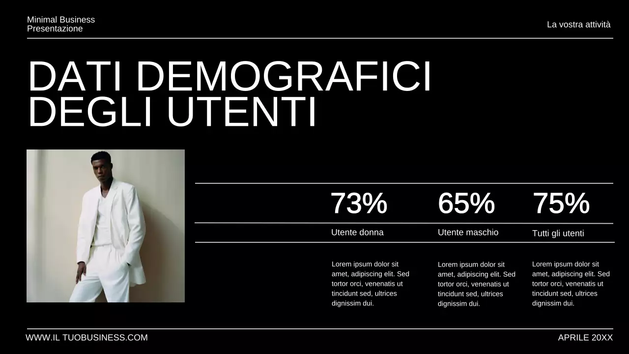 Presentazione aziendale minimale in bianco e nero