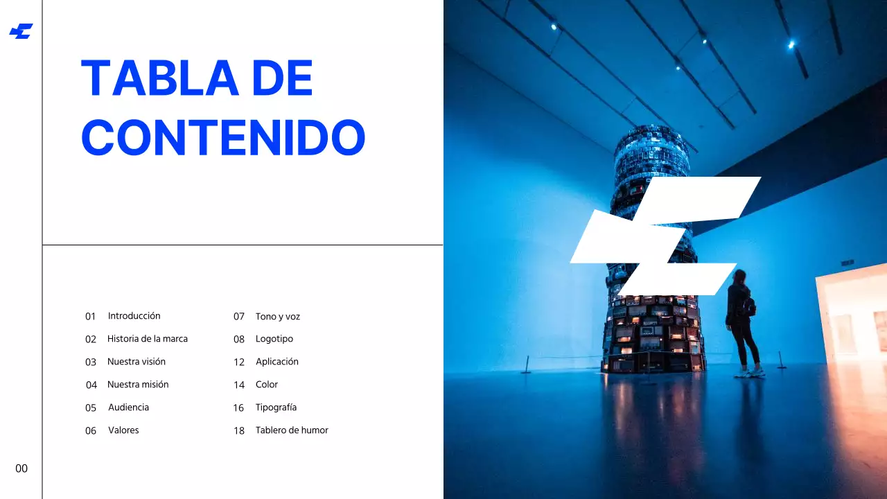 Blanco Azul Negrita Tono frío Limpio Directrices de identidad de marca Instrucciones