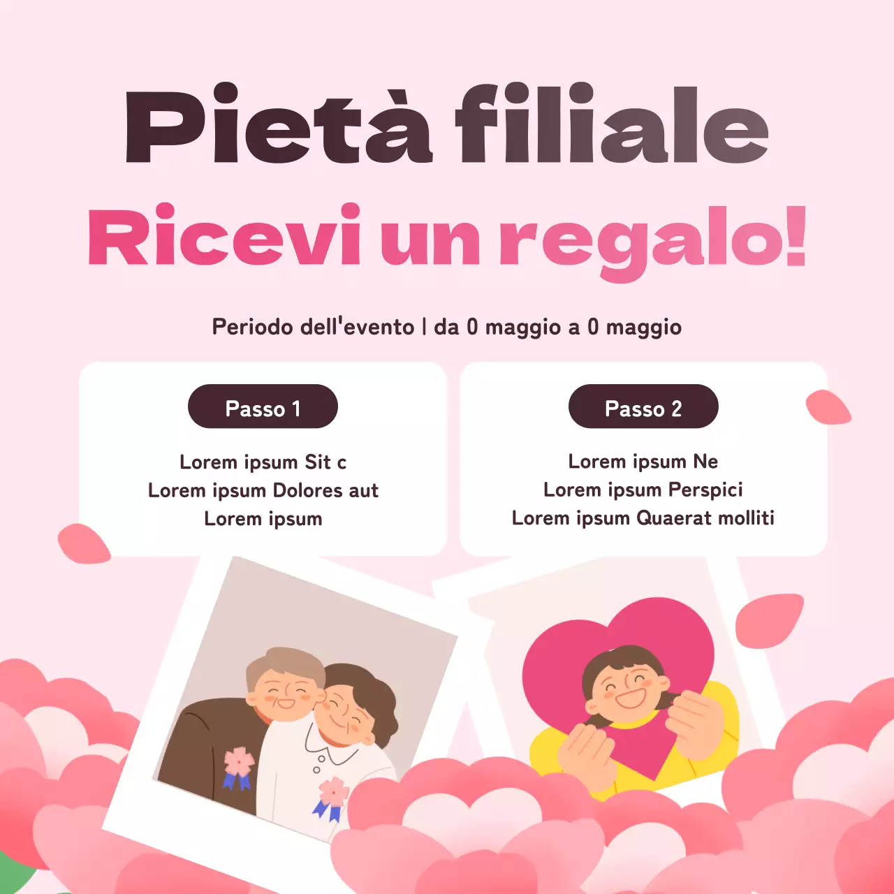 Promuovere un evento per la festa della mamma in rosa e bianco