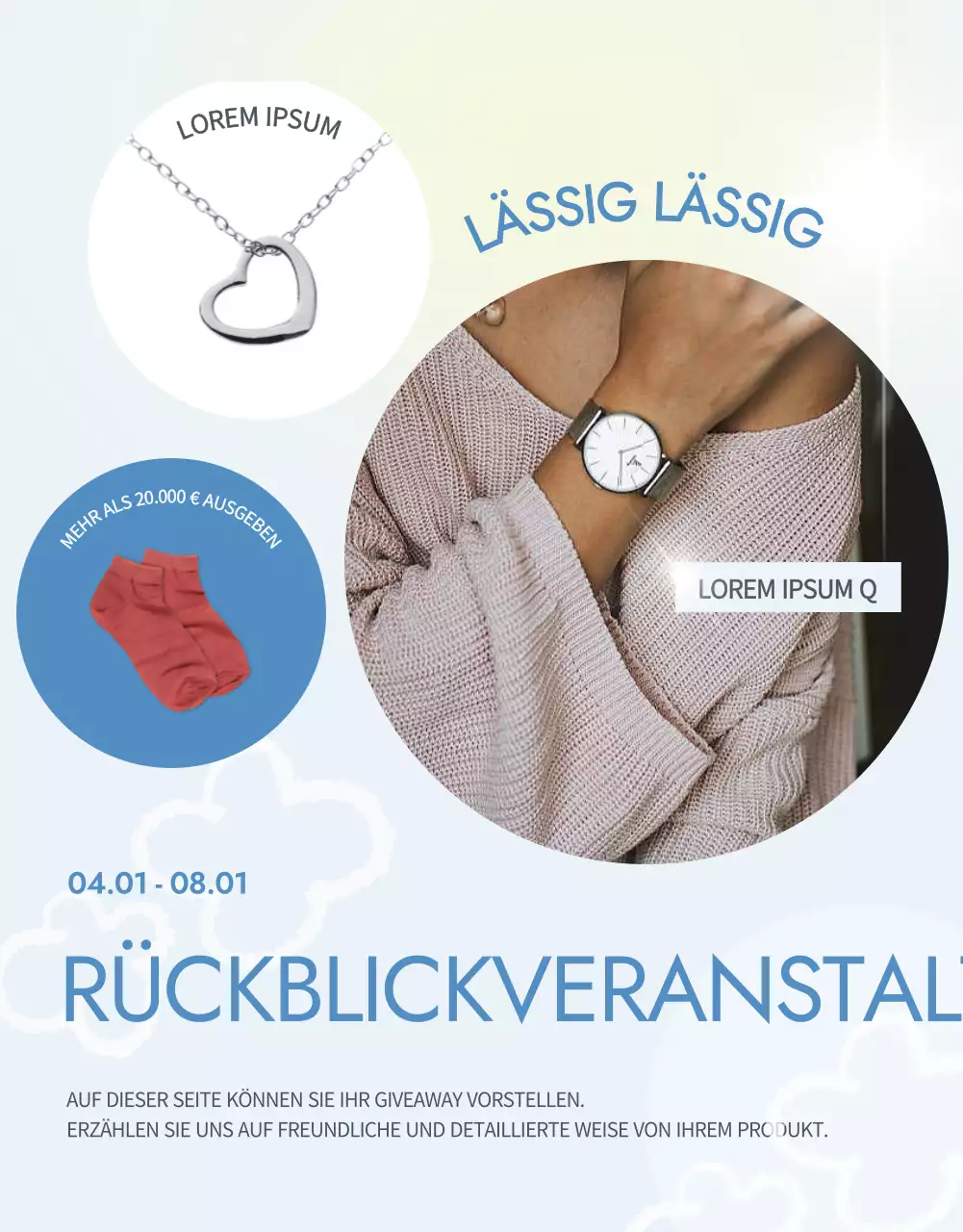 Eine einfache Sommerpromotion in Hellblau und Gelb