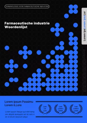 Modern glossarium voor de farmaceutische industrie in blauw en zwart