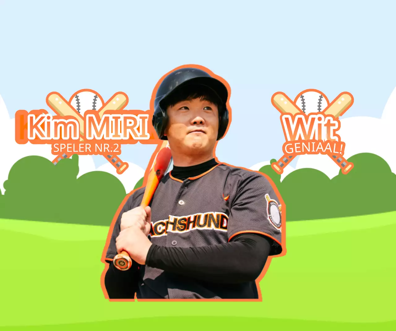 Oranje en groen honkbalveld illustratie cheer concept