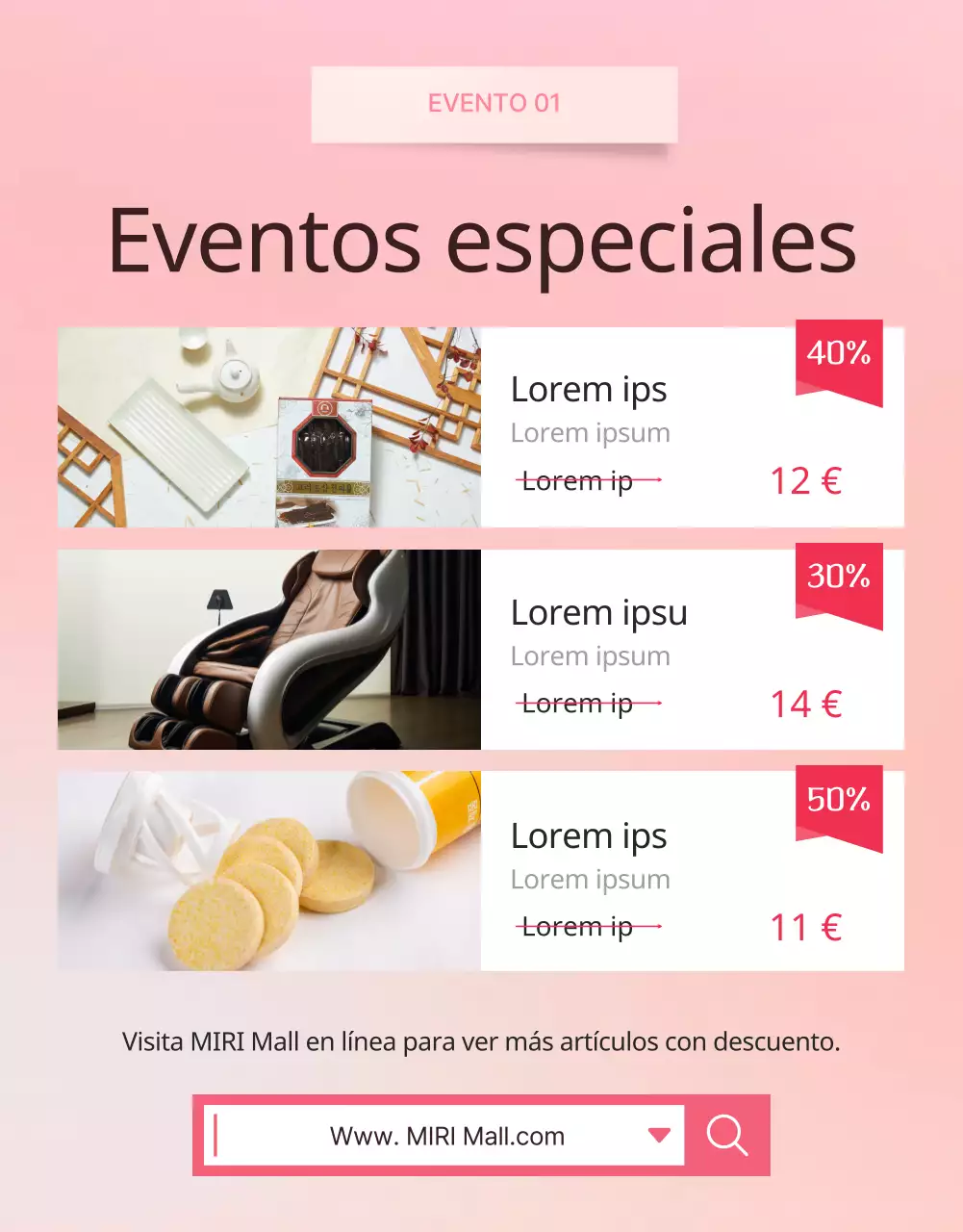Bonito anuncio de oferta del Día de la Madre en rosa y marfil