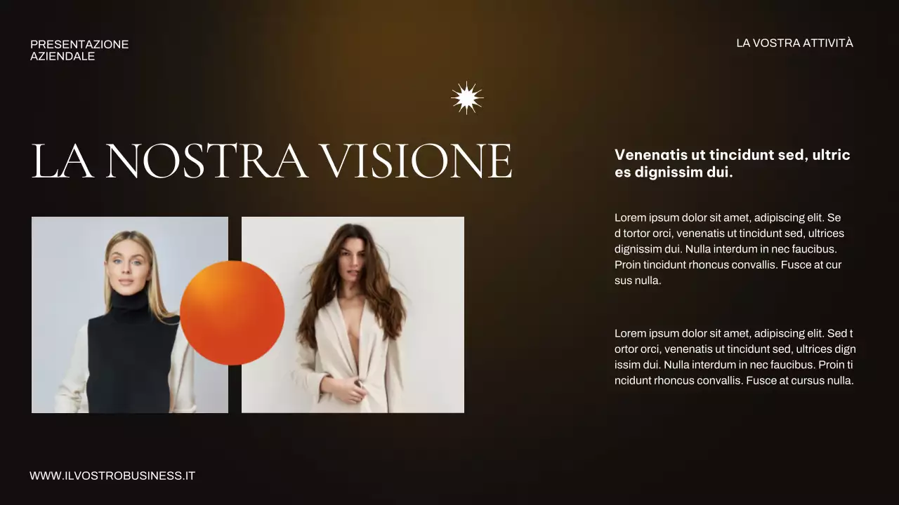 Presentazione aziendale arancione e marrone