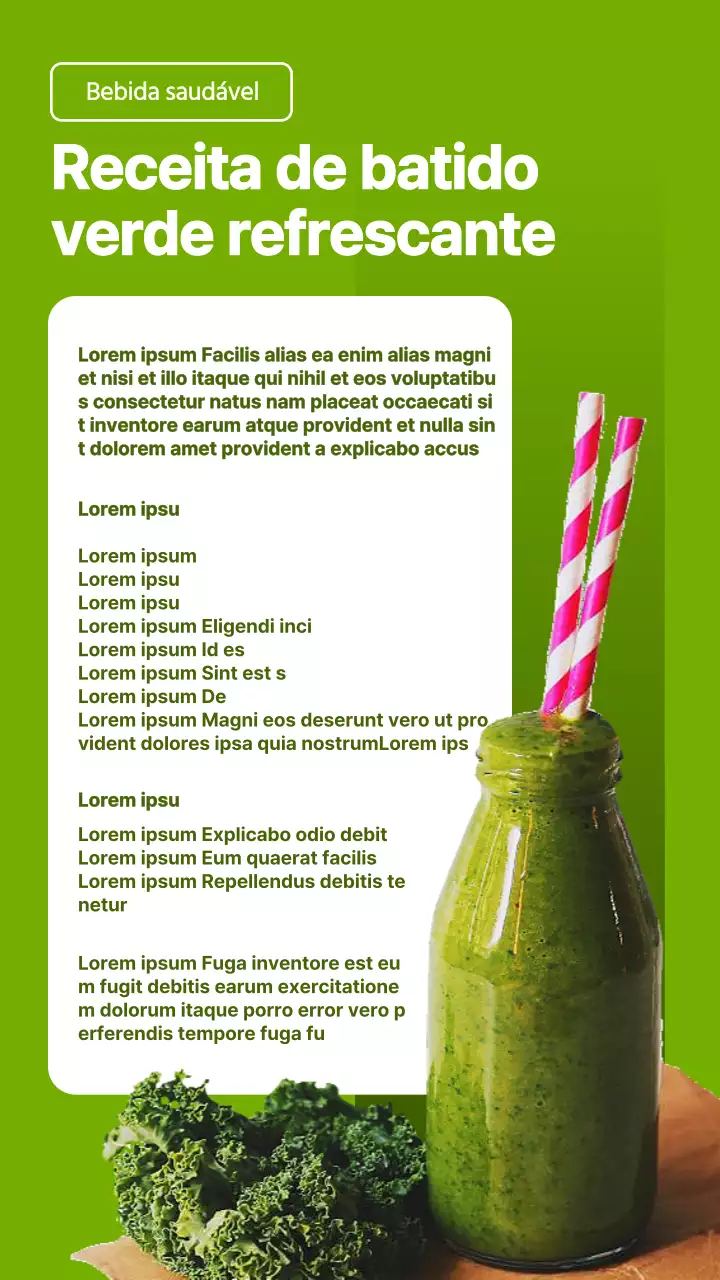 Verde Branco Moderno Dieta Simples Dicas de Bebidas Saudáveis Receitas Instruções