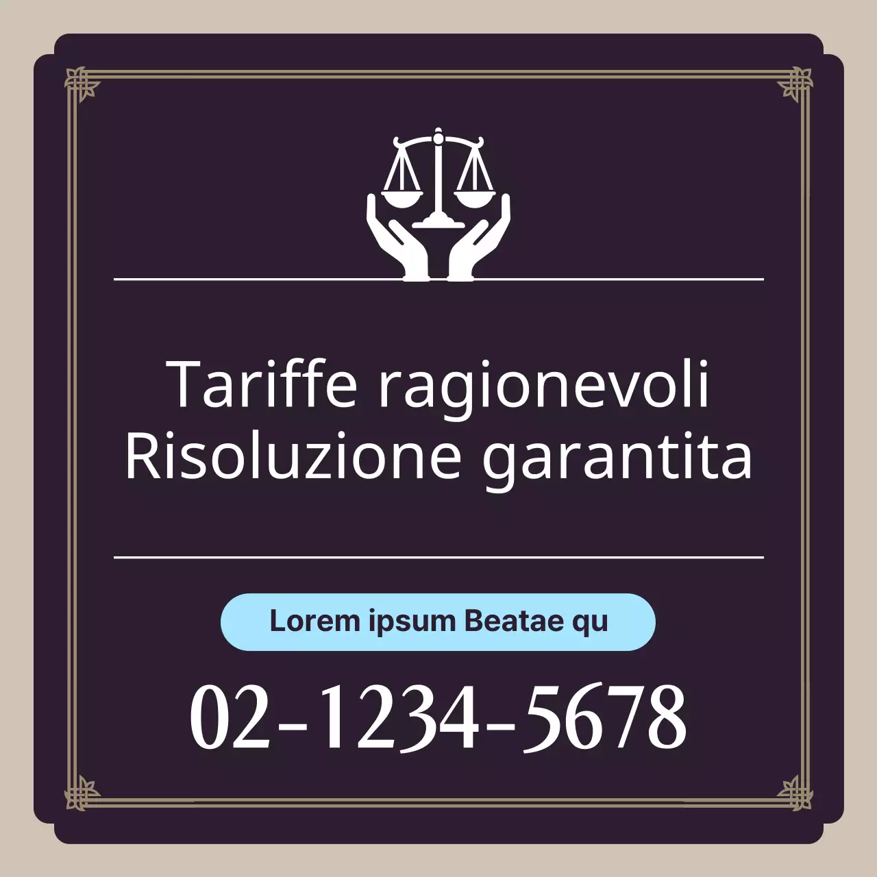 Promuovere un servizio di consulenza legale di lusso in beige e viola
