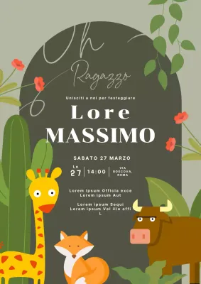 Invito per baby shower in stile oliva e giungla rustica