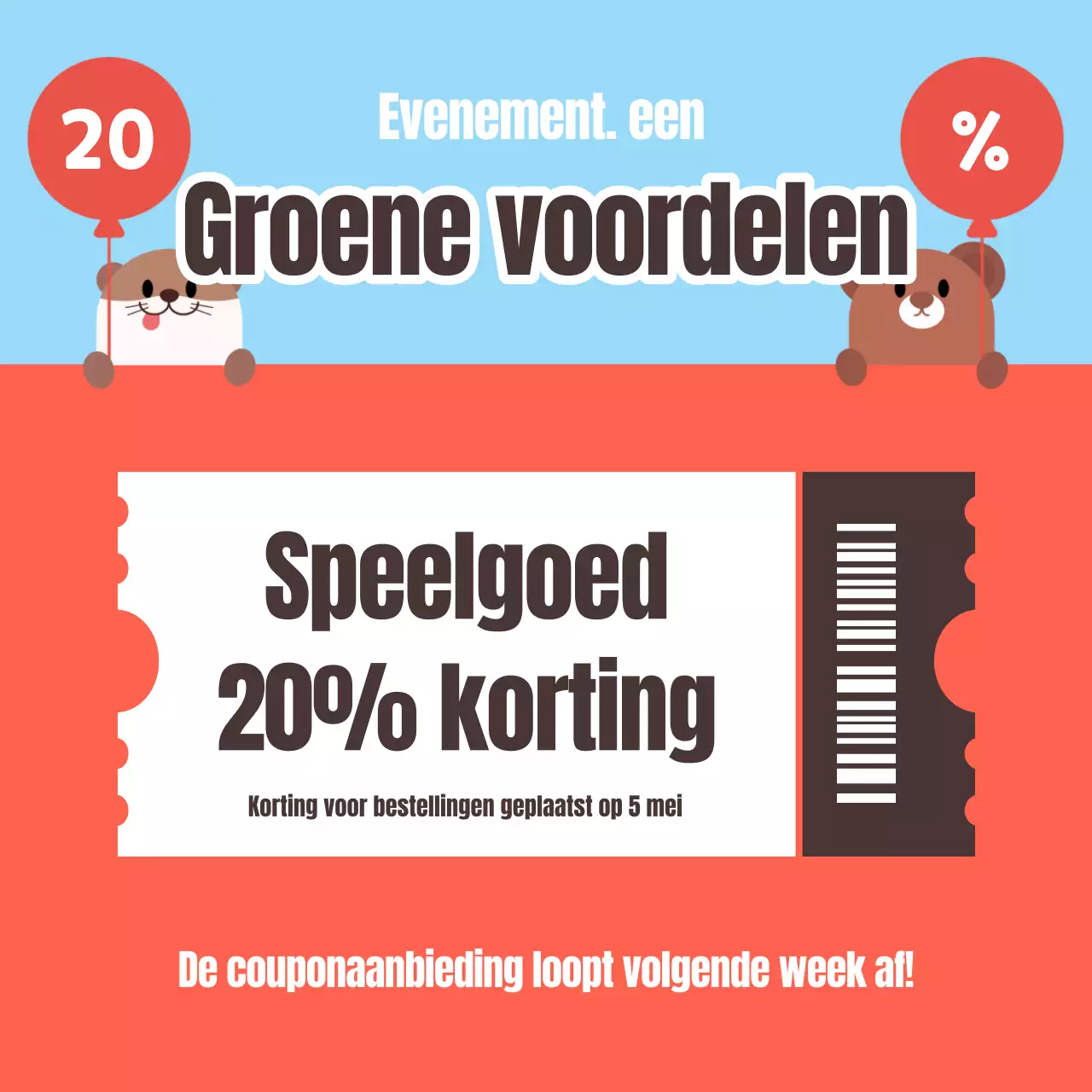 Een leuke kinderdagpromotie in een winkelcentrum met een gele achtergrond