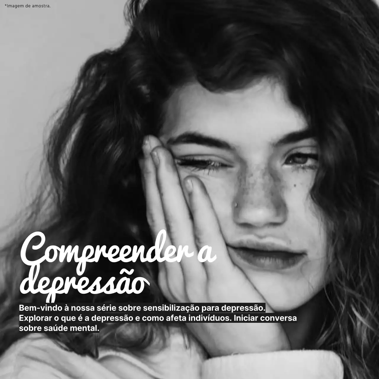 Promoção do blogue sobre cuidados mentais em preto e branco