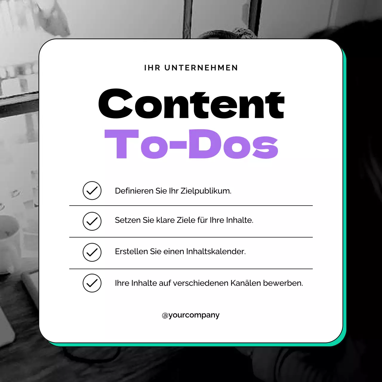 Schwarz und lila Moderne Content-Marketing-Werbung