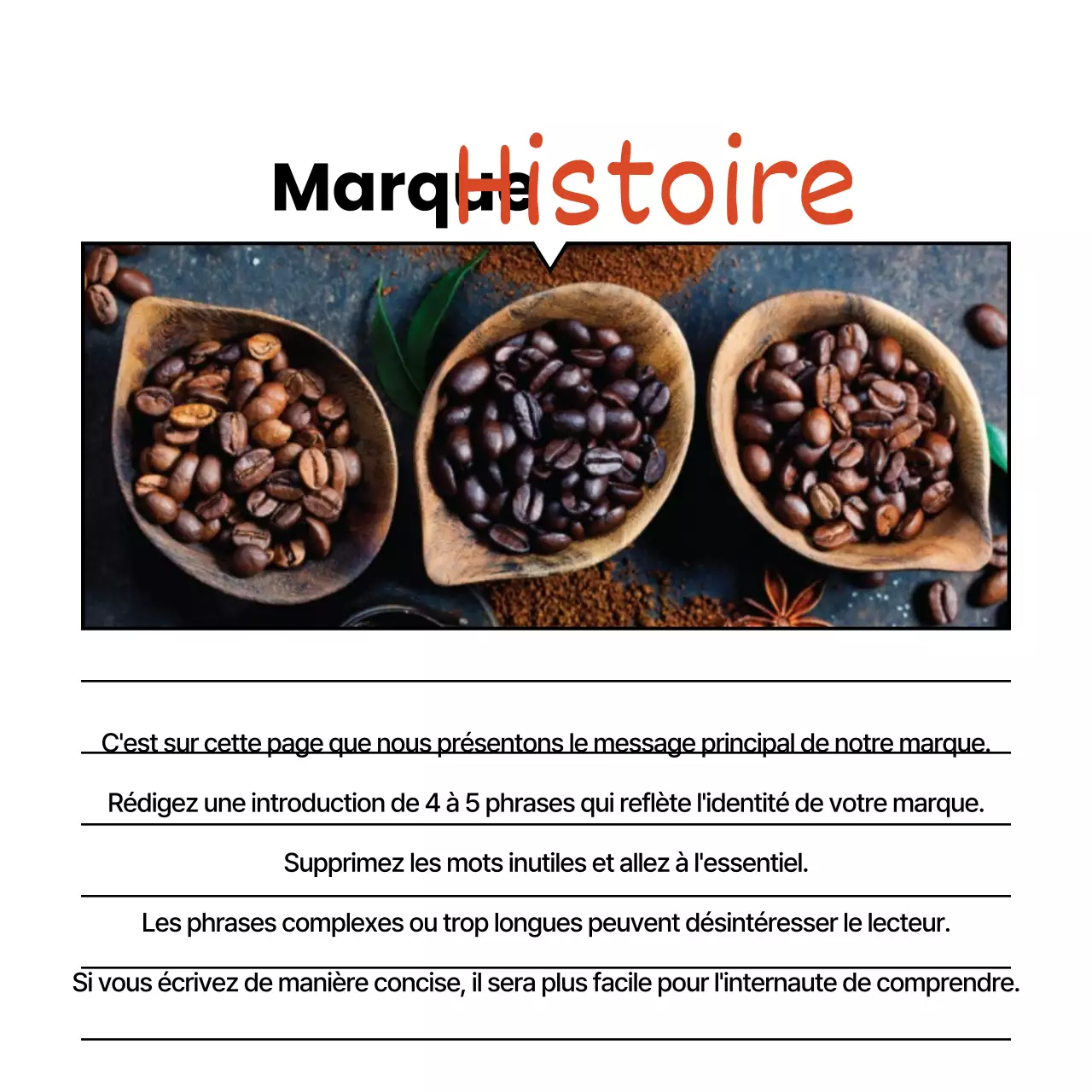 Marque d'un café moderne en blanc et orange post