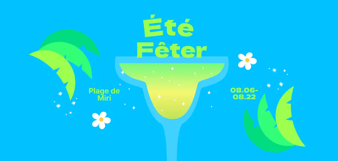 Un festival d'été frais et rafraîchissant avec des palmiers et des fleurs