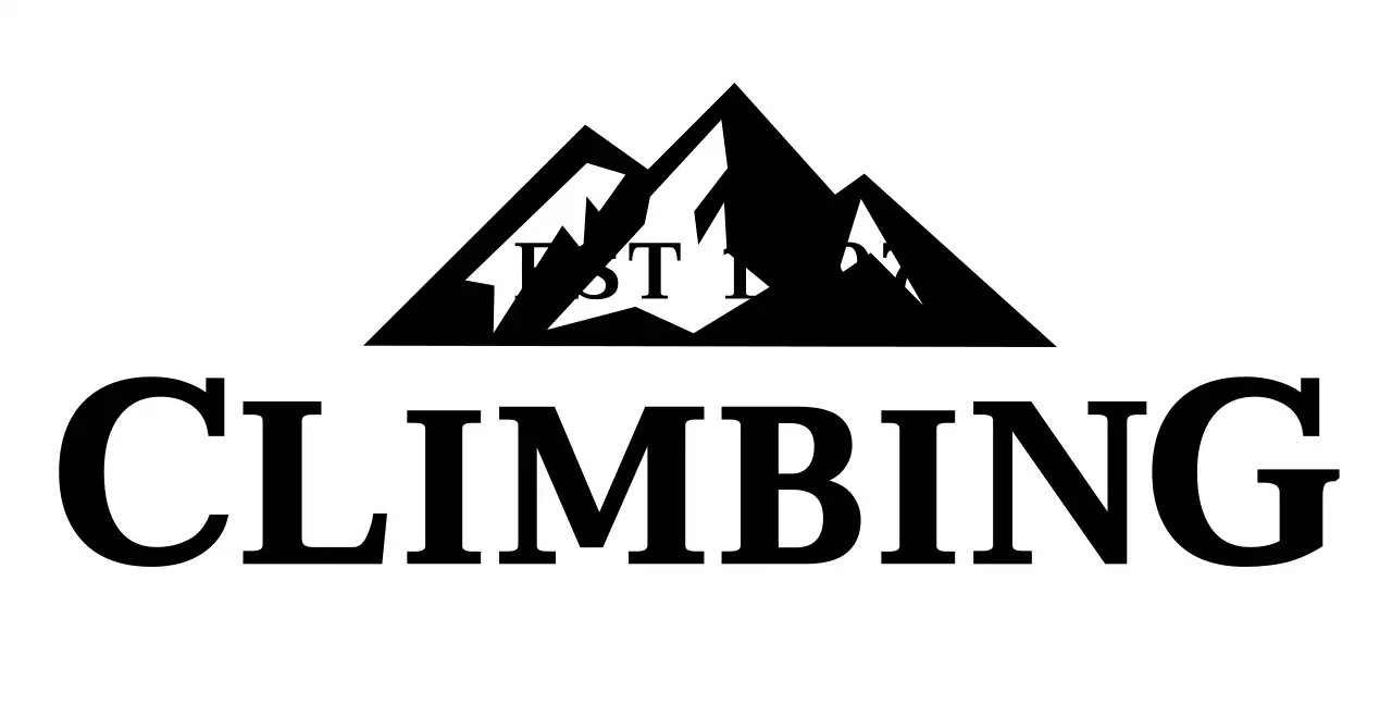 山のイラストとセリフ体でヴィンテージ感のあるクライミング同好会