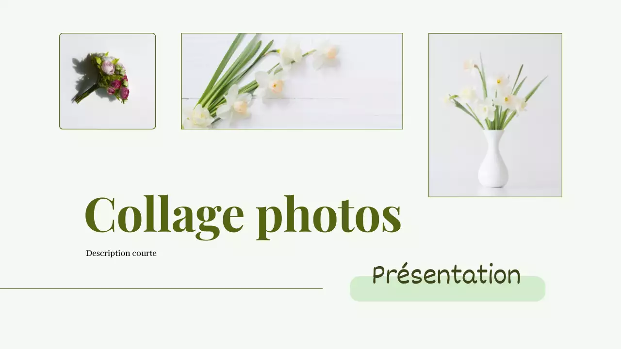 Collage de photos minimales vertes Présentation d'un portefeuille d'entreprise