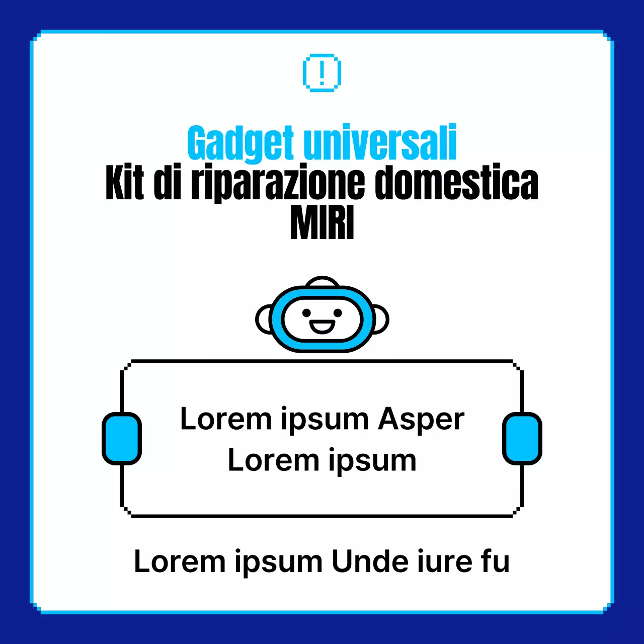 Promuovete le riparazioni domestiche con illustrazioni di pixel di robot retrò in blu e blu navy