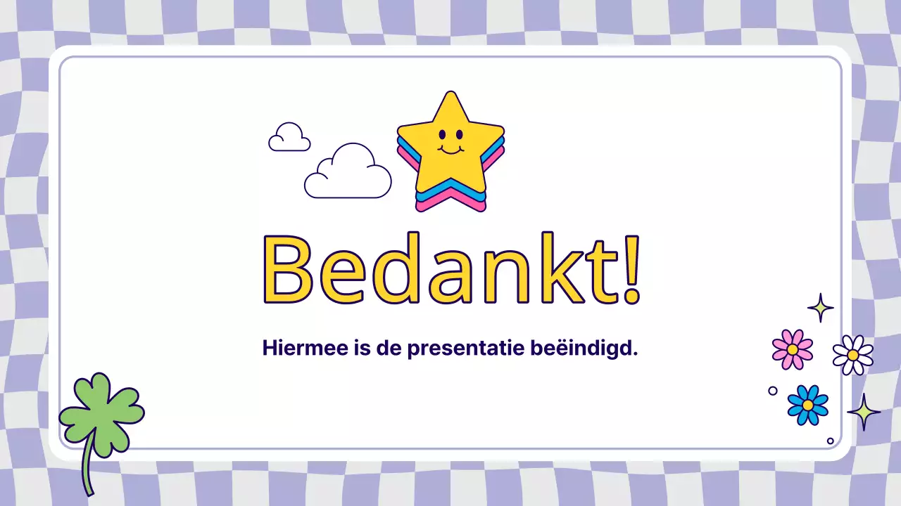 Prospectus met kitscherige paarse en gele stickers