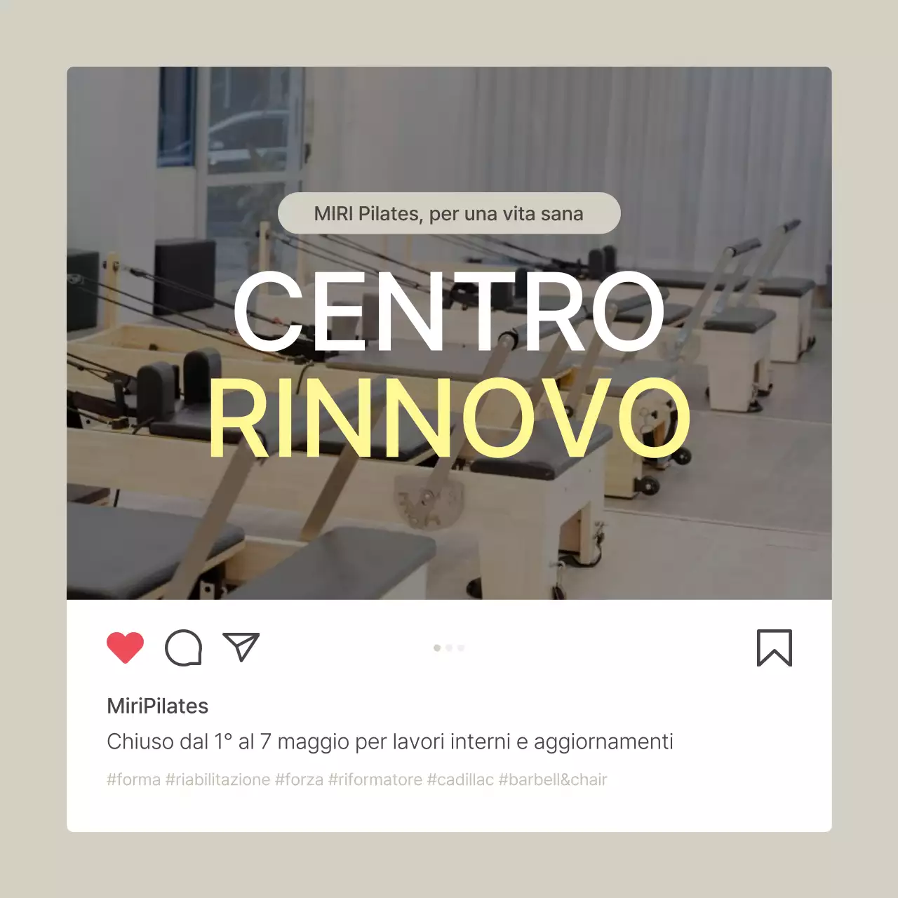 Modern Pilates in beige e giallo annuncio di social media marketing