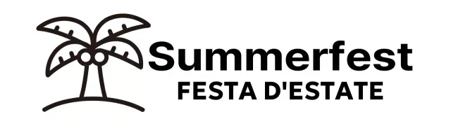 Un'allegra festa estiva con illustrazioni di palme
