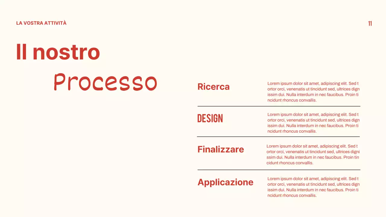 Presentazione del profilo aziendale minimale in rosso e beige