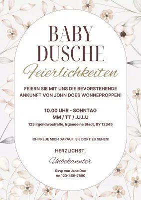 Beige Elegante Babyparty-Einladung