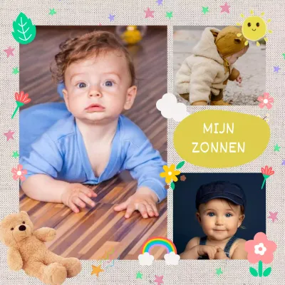 Vrolijke collage verjaardag flyer in blauw en geel