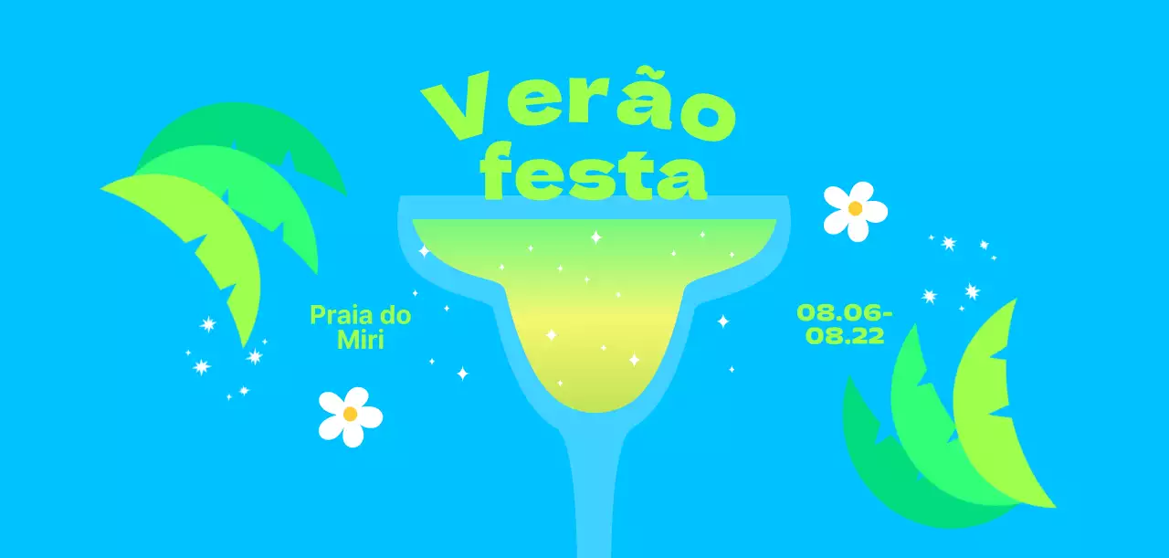 Um festival de verão fresco e refrescante com palmeiras e flores