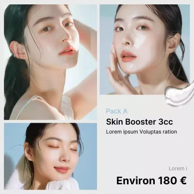 Description et tarification d'un ensemble de procédures de marketing hospitalier pour promouvoir un simple cabinet de dermatologie en blanc et bleu clair.