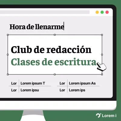 Promover una sencilla clase de escritura en verde y gris