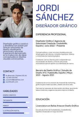 Cartera de diseñador gráfico moderno en blanco y azul