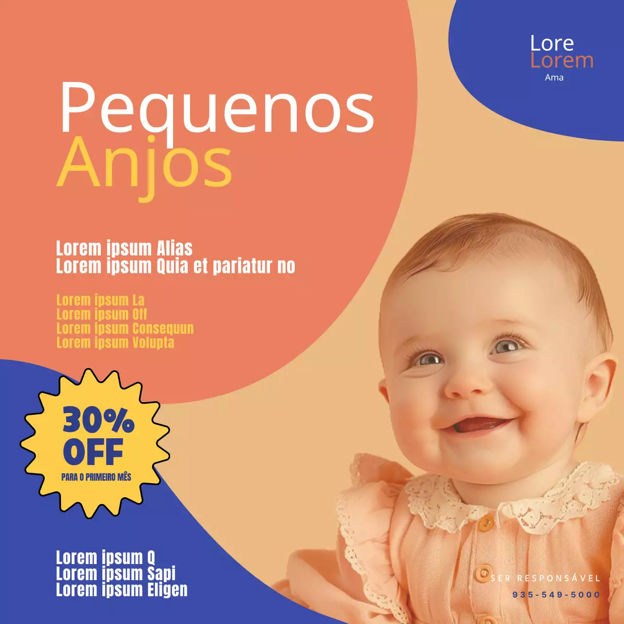 Folheto amarelo e bege da Gentle Babysitting Services
