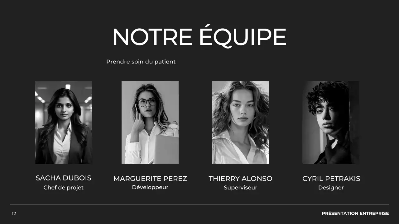 Profil d'entreprise minimal en noir et blanc Présentation du produit