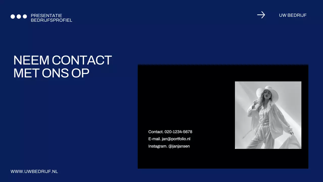 Blauw en zwart minimaal bedrijfsprofiel