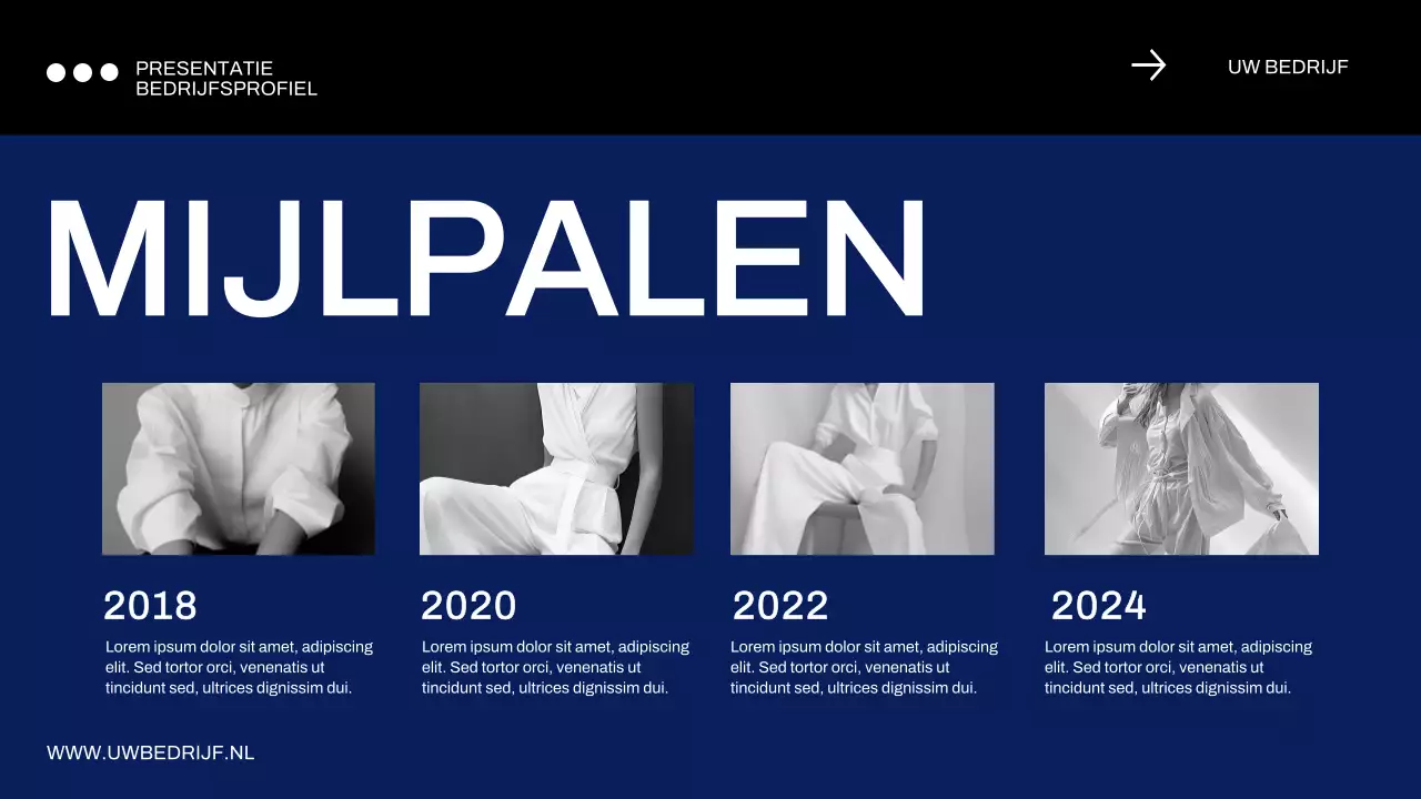 Blauw en zwart minimaal bedrijfsprofiel