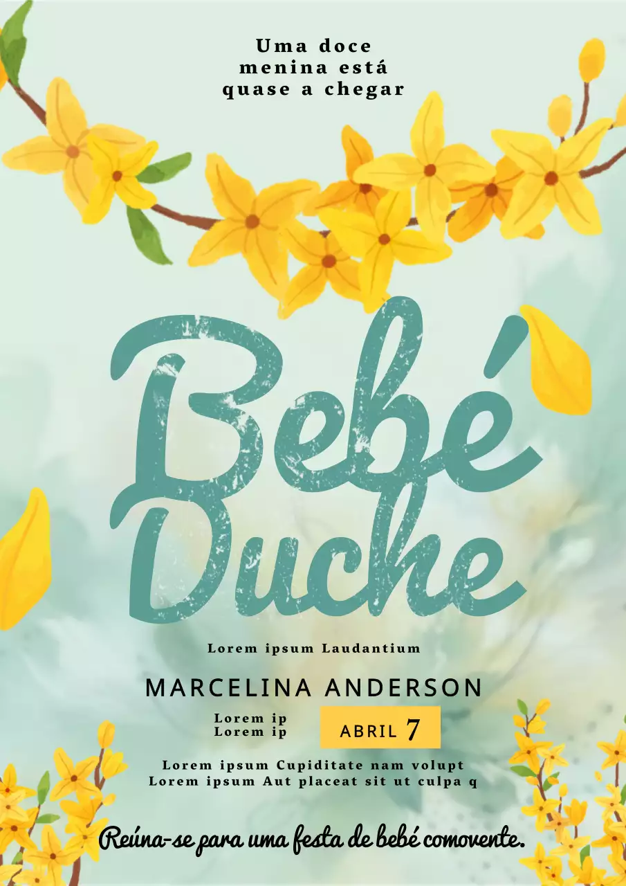 Convite de chá de bebé fresco amarelo e azul celeste