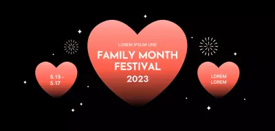 Festival design with gradient hearts on a black background