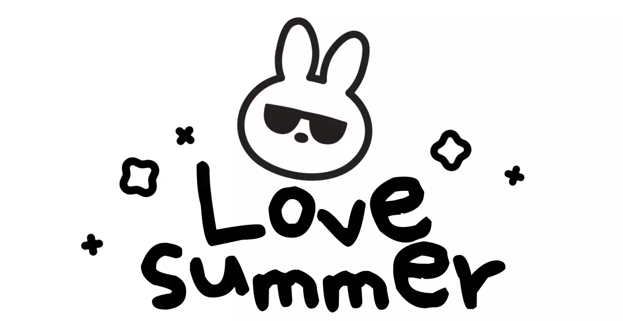 Bunny with cute handwritten summer sunglasses
