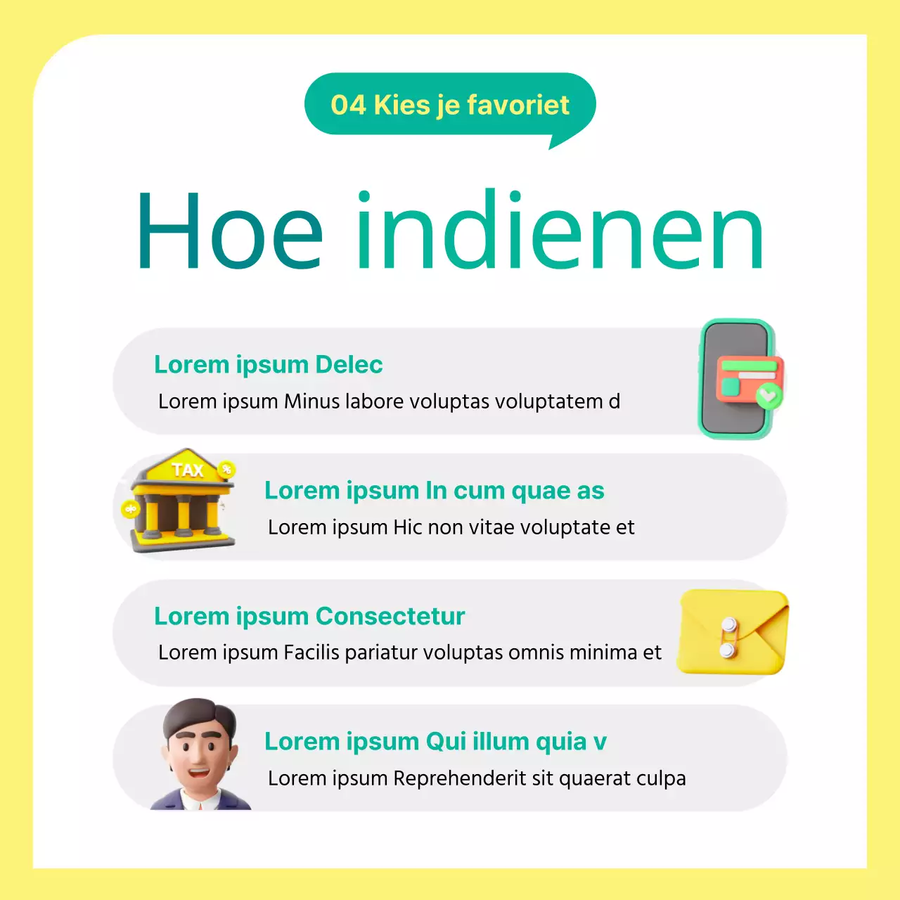 Over de gele en groene, schattige uitgebreide inkomstenbelastingaangifte