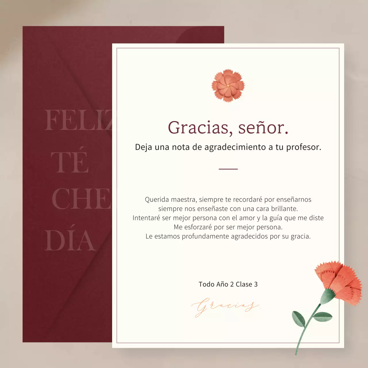 Una moderna colección de papelería de agradecimiento en beige y azul marino