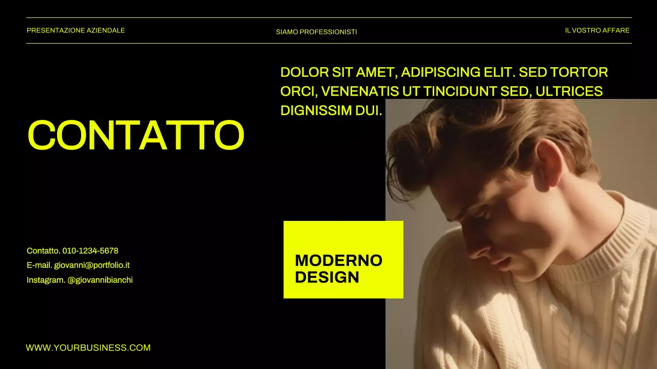 Presentazione aziendale verde e nera
