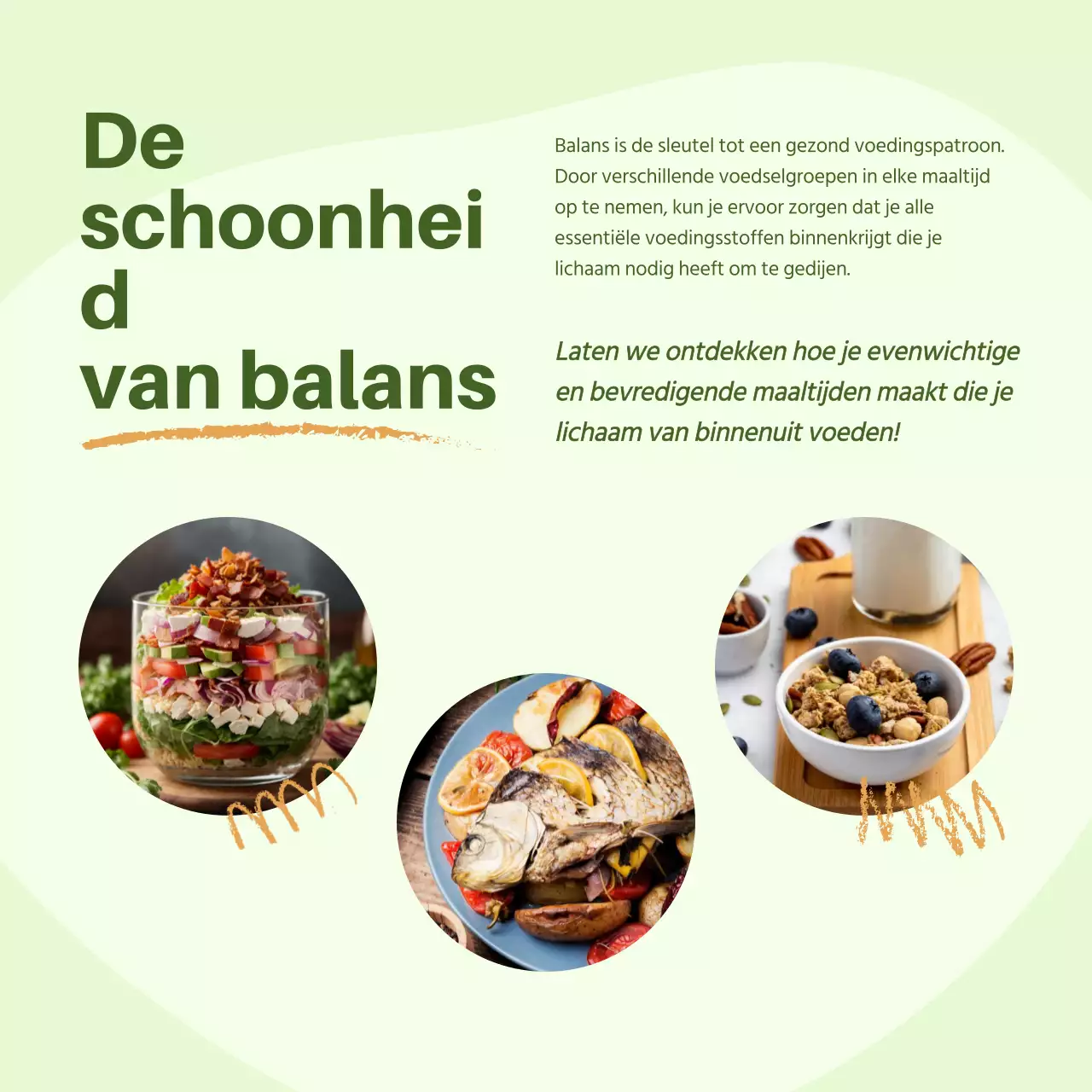 Groene en Oranje Moderne Gids voor Gezonde Voeding