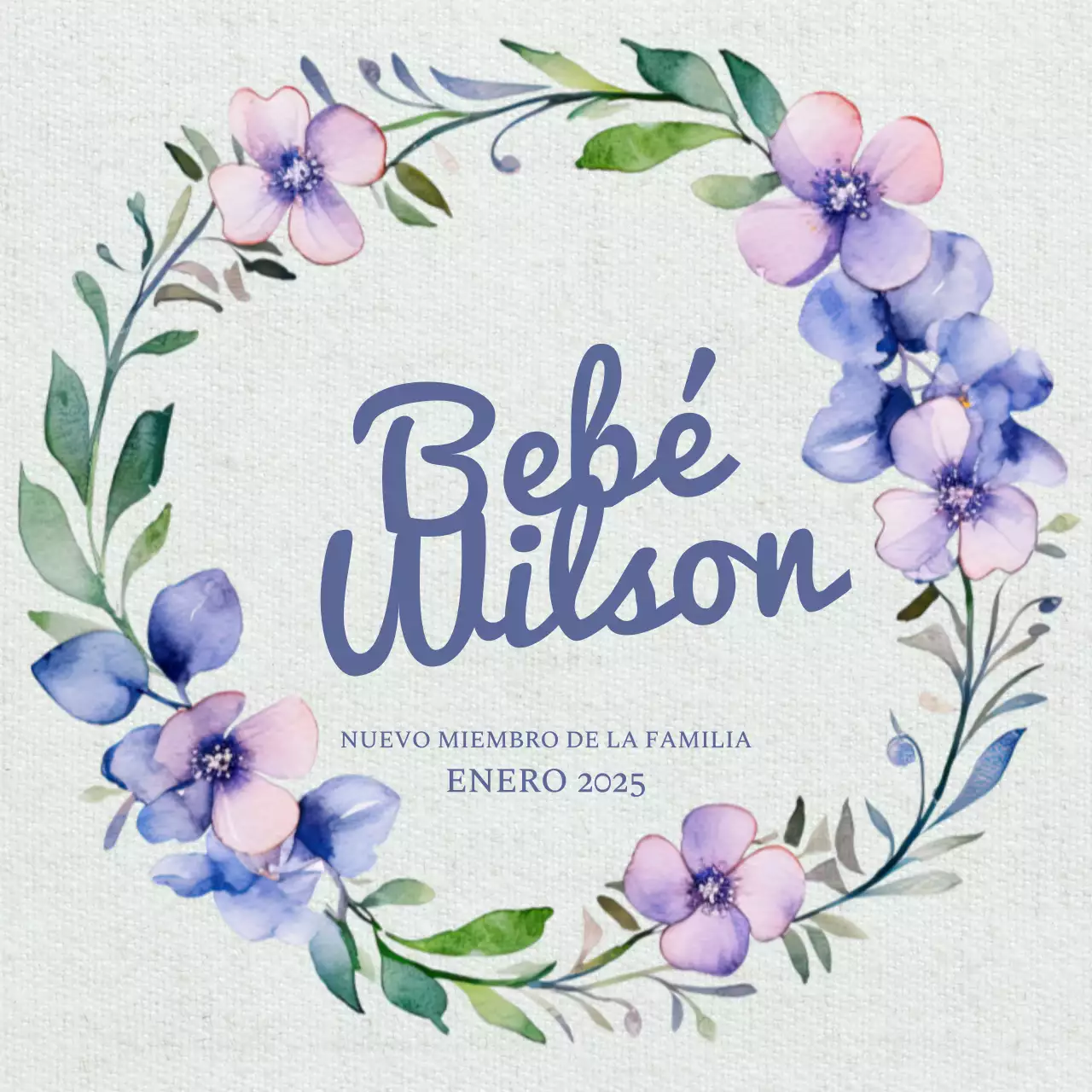 Anuncio Wilson Floral Azul y Morado para Bebé