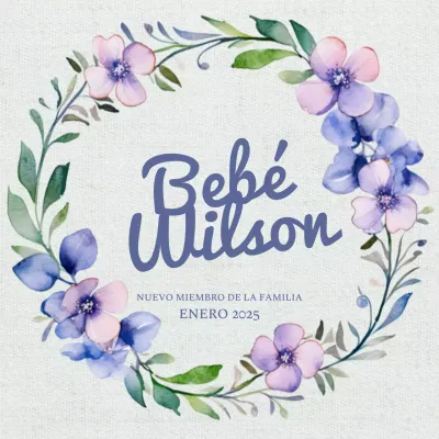 Anuncio Wilson Floral Azul y Morado para Bebé