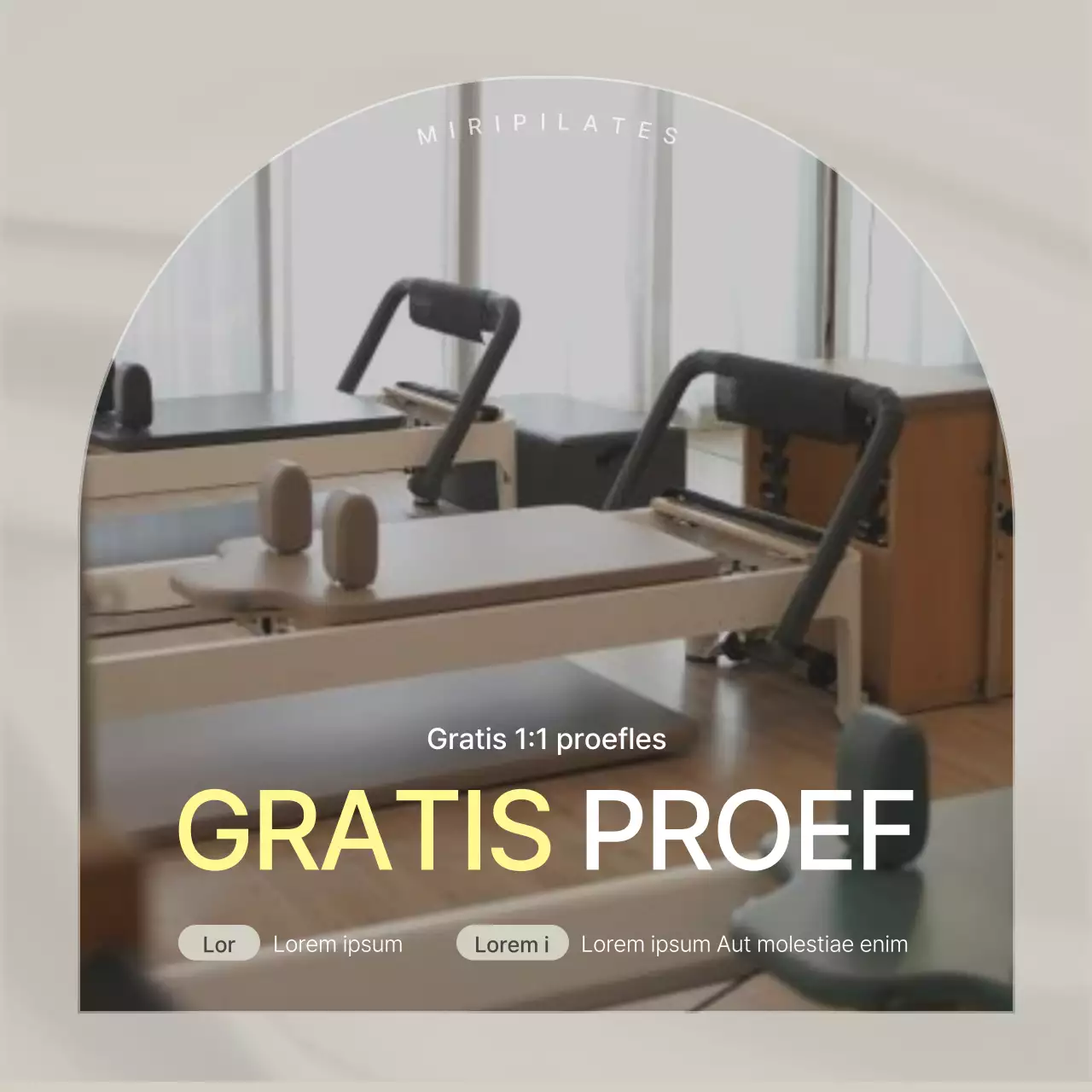 Modern Pilates in Beige en Geel Social Media Marketing Prijzen en Promotie van evenementen